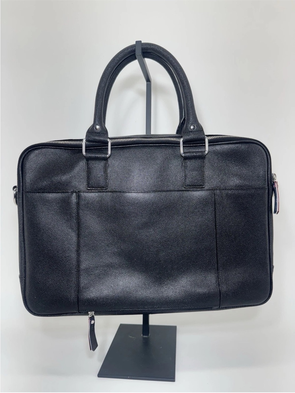 Cole Haan Black Leather Slim Laptop Briefcase Unisex Style